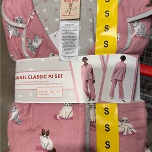 Munki Munki Pink Cat Flannel Pajama Set